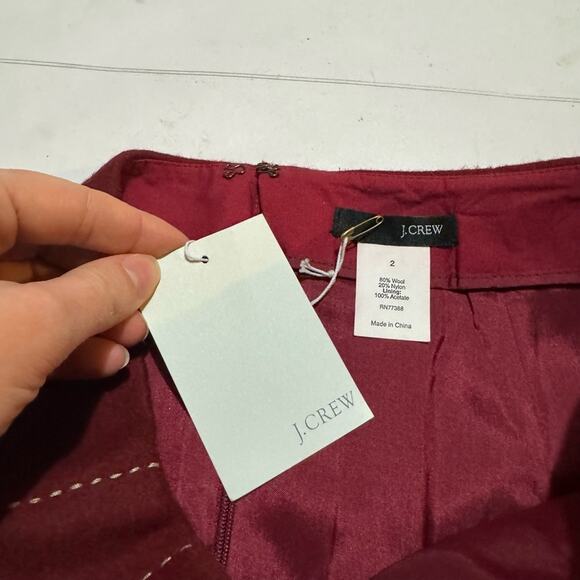J Crew NWT Wool Blend Red Contrast Stitch Pencil Skirt‎ Women’s Size 2 - Picture 2 of 5
